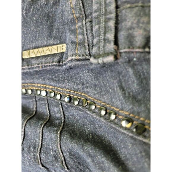 Diamante Size 13 Jeans Bejeweled Blue Denim Cotton/poly/spandex Blend Stretch - Picture 3 of 5